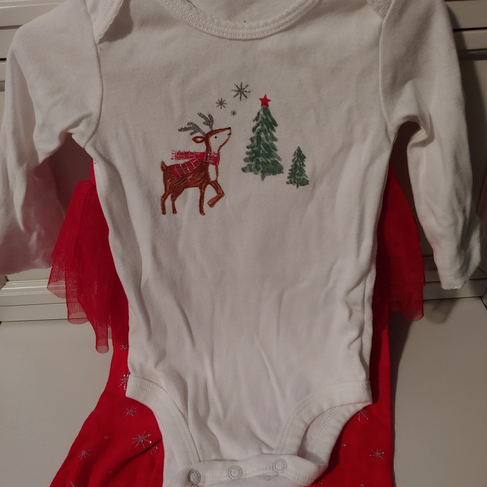 Carter's White Long Sleeve Tee with Christmas Tree
